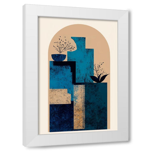 Blue Vase White Modern Wood Framed Art Print by Treechild