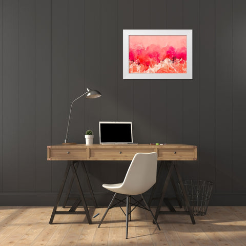 Pink Wave White Modern Wood Framed Art Print by Treechild
