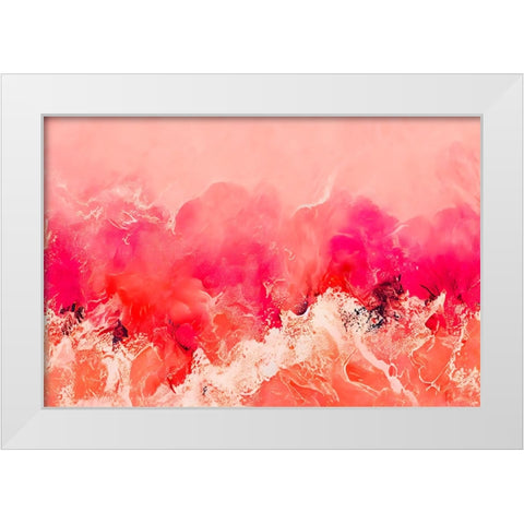 Pink Wave White Modern Wood Framed Art Print by Treechild