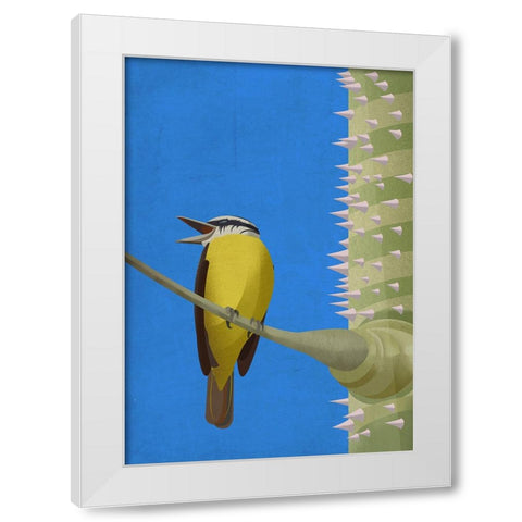 Benteveo White Modern Wood Framed Art Print by Caballero, Franco