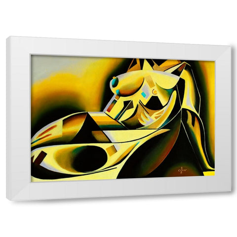 Golden - 18-05-22 White Modern Wood Framed Art Print by Akkers, Corne