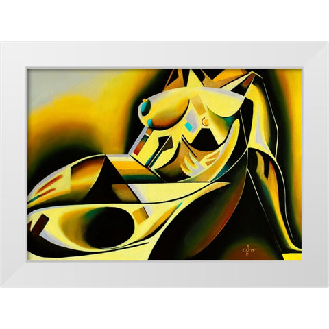 Golden - 18-05-22 White Modern Wood Framed Art Print by Akkers, Corne