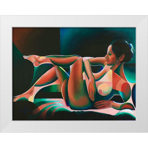 Solarized Roundism - 07-03-22 White Modern Wood Framed Art Print by Akkers, Corne