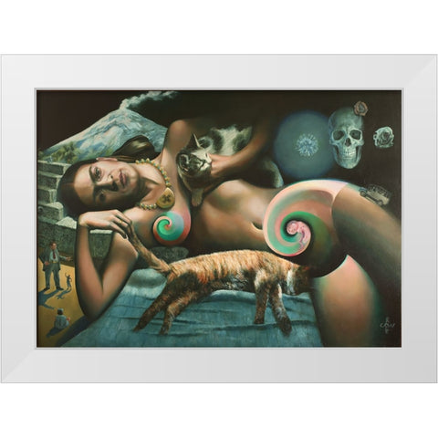 Frida Kahlo (2020) White Modern Wood Framed Art Print by Akkers, Corne