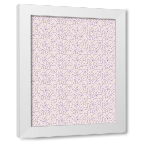 Cute Purple Flower Pattern White Modern Wood Framed Art Print by Treechild