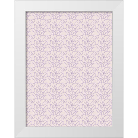 Cute Purple Flower Pattern White Modern Wood Framed Art Print by Treechild