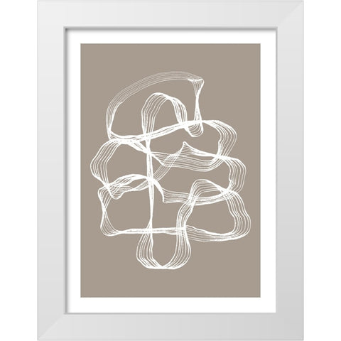 Ink White and Beige White Modern Wood Framed Art Print by Treechild