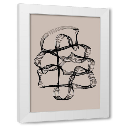 Ink Black and Beige White Modern Wood Framed Art Print by Treechild
