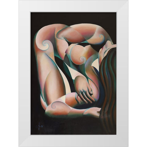 Roundism - 07-08-22 White Modern Wood Framed Art Print by Akkers, Corne