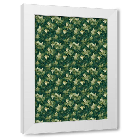 Green Leafs Pattern White Modern Wood Framed Art Print by Treechild