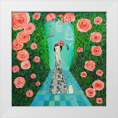 Rose Garden White Modern Wood Framed Art Print by Ri, Isabelle