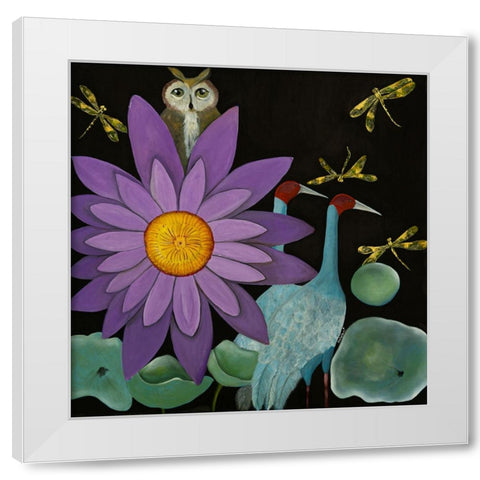 Lotus White Modern Wood Framed Art Print by Ri, Isabelle