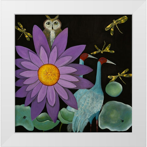 Lotus White Modern Wood Framed Art Print by Ri, Isabelle