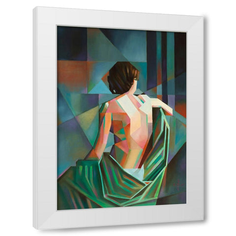 Homage to EugAune DurieuaÂ€Â™s Seated Female Nude aÂ€Â“ 02-08-22 White Modern Wood Framed Art Print by Akkers, Corne