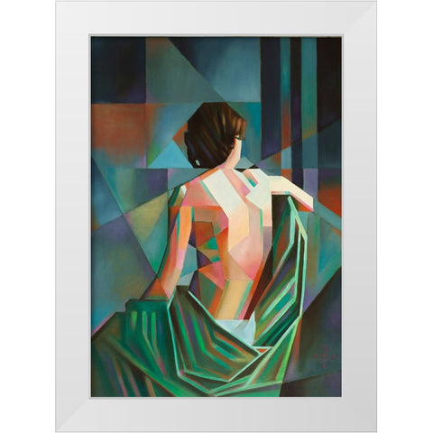 Homage to EugAune DurieuaÂ€Â™s Seated Female Nude aÂ€Â“ 02-08-22 White Modern Wood Framed Art Print by Akkers, Corne