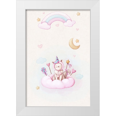 Meow - Im a unicorn White Modern Wood Framed Art Print by Thai, Xuan