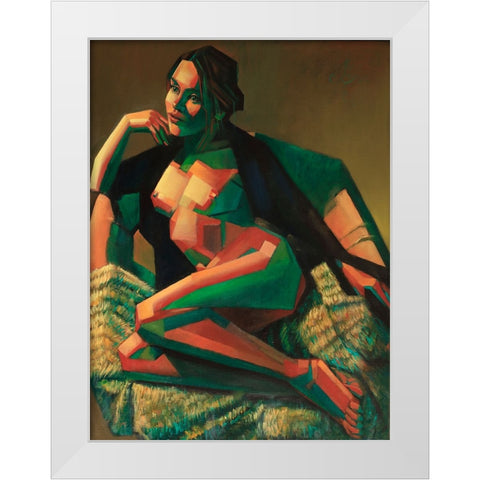 Risque - 17-02-22 White Modern Wood Framed Art Print by Akkers, Corne