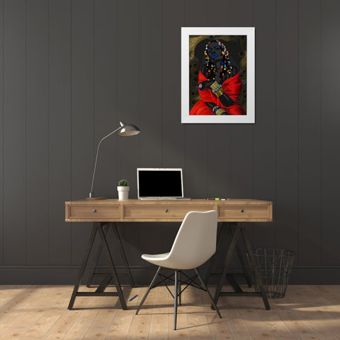 Acodonqua (Golden) White Modern Wood Framed Art Print by Amihere, Lord