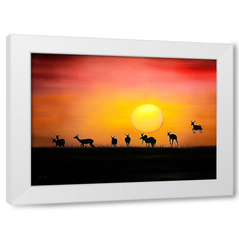 Impala Crepuscule White Modern Wood Framed Art Print by Amihere, Lord