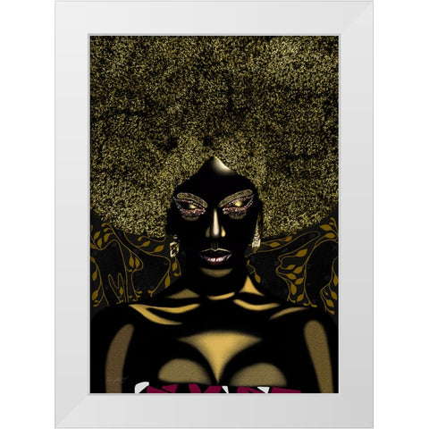 Maabena White Modern Wood Framed Art Print by Amihere, Lord