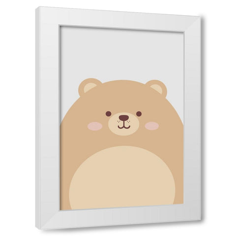 Cute Bear White Modern Wood Framed Art Print by Thai, Xuan