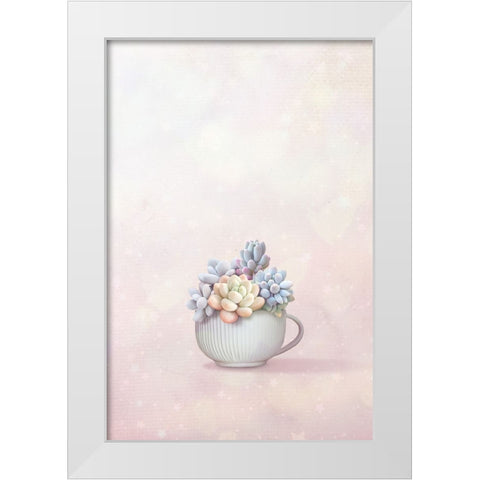Succulent White Modern Wood Framed Art Print by Thai, Xuan