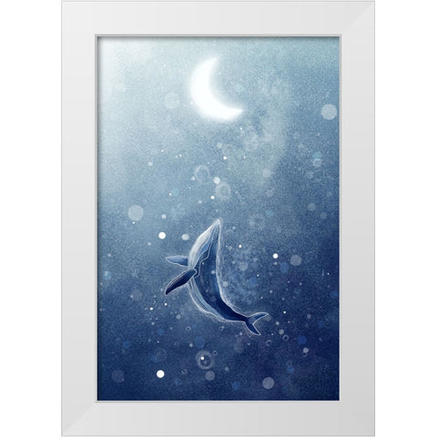 Galaxy Whale White Modern Wood Framed Art Print by Thai, Xuan