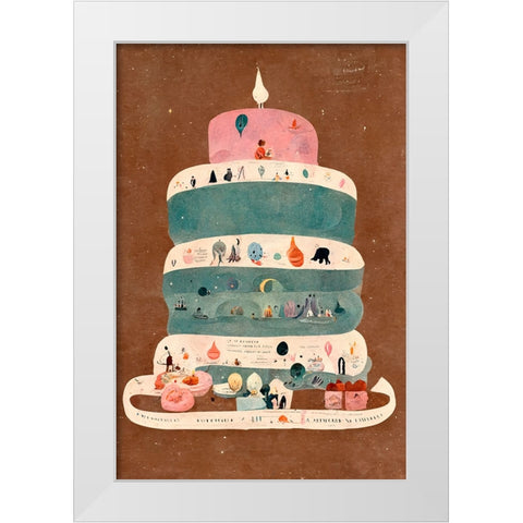 My First Birthday White Modern Wood Framed Art Print by Treechild