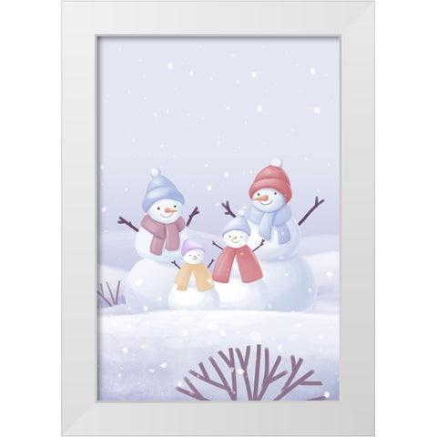 Snowman Family White Modern Wood Framed Art Print by Thai, Xuan