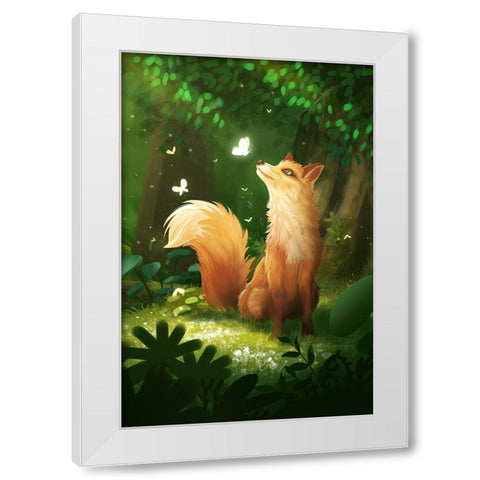 Dreamy Fox White Modern Wood Framed Art Print by Thai, Xuan