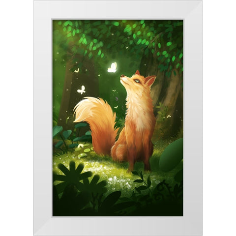 Dreamy Fox White Modern Wood Framed Art Print by Thai, Xuan