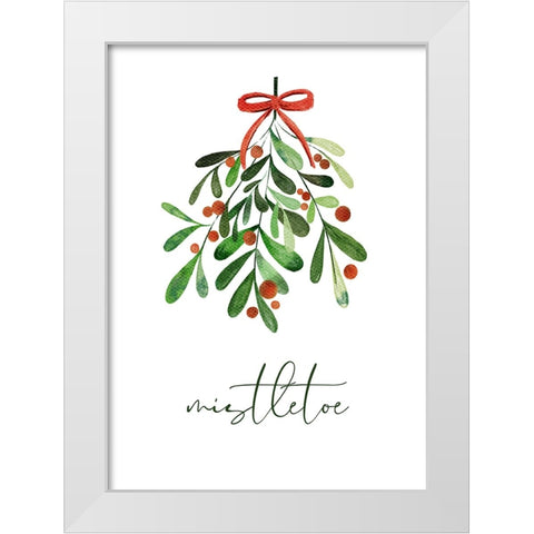 Christmas Mistletoe White Modern Wood Framed Art Print by N., Kristina