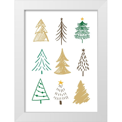 Christmas Trees 1 White Modern Wood Framed Art Print by N., Kristina