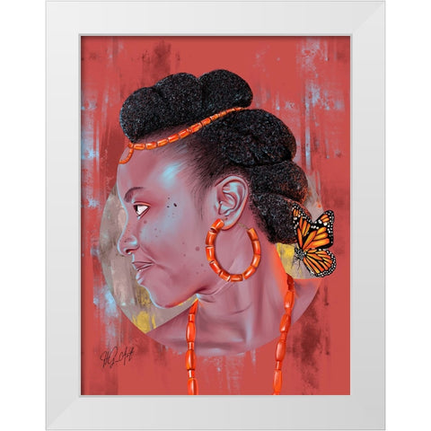 African Beauty White Modern Wood Framed Art Print by Oladapo, Ojenike