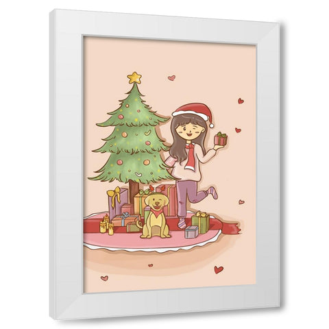 Warm Christmas White Modern Wood Framed Art Print by Thai, Xuan