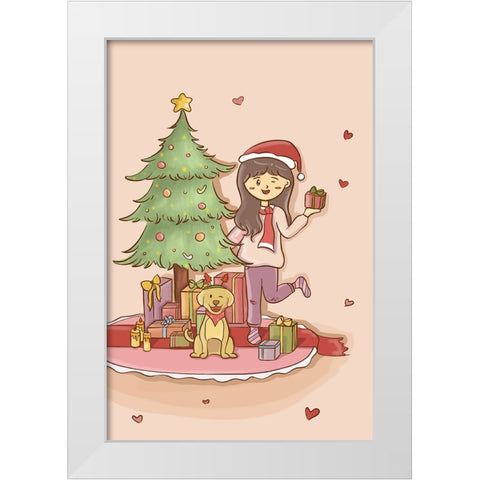 Warm Christmas White Modern Wood Framed Art Print by Thai, Xuan