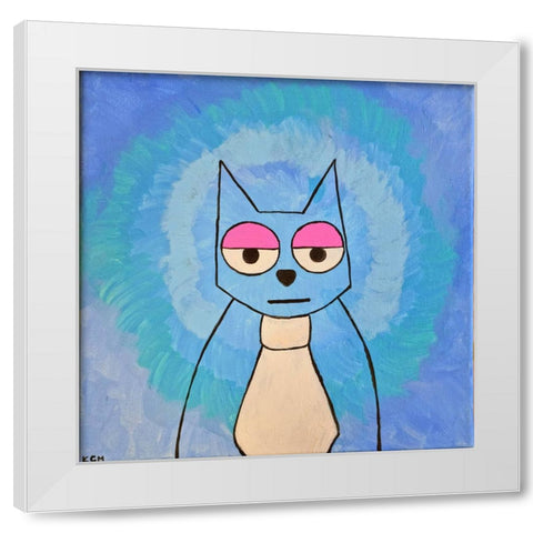 Cat White Modern Wood Framed Art Print by Khamitova, Gulnara