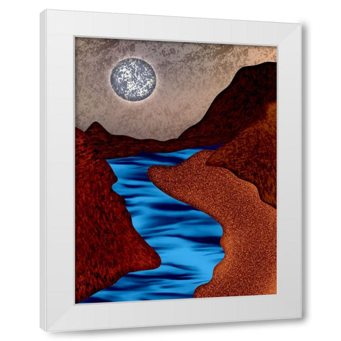Full Moon White Modern Wood Framed Art Print by Joseph, Abdona