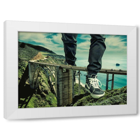 Walking Over Bridges White Modern Wood Framed Art Print by Martinussen, Baard