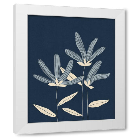 Three Flowers White Modern Wood Framed Art Print by Galitsyna, Alisa