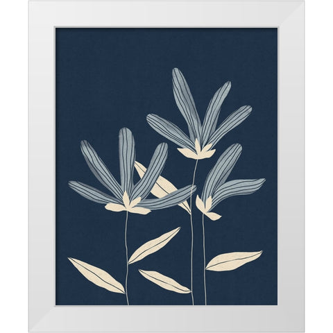 Three Flowers White Modern Wood Framed Art Print by Galitsyna, Alisa