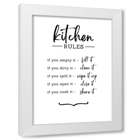 Kitchen Rules White Modern Wood Framed Art Print by N., Kristina