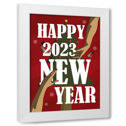 Happy New Year Soulmate White Modern Wood Framed Art Print by Elmoudden, Omar