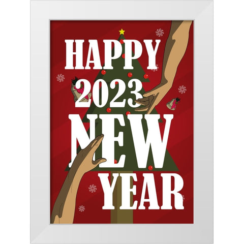 Happy New Year Soulmate White Modern Wood Framed Art Print by Elmoudden, Omar