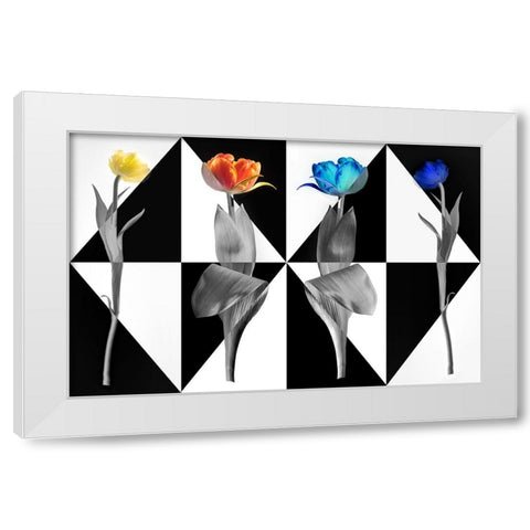 PopArt Tulips White Modern Wood Framed Art Print by Ruckert, Stephan