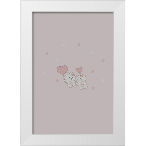 Kawaii Bunny White Modern Wood Framed Art Print by Thai, Xuan