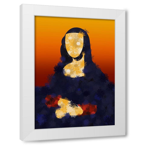 Furry Mona White Modern Wood Framed Art Print by Harstedt, Tomas