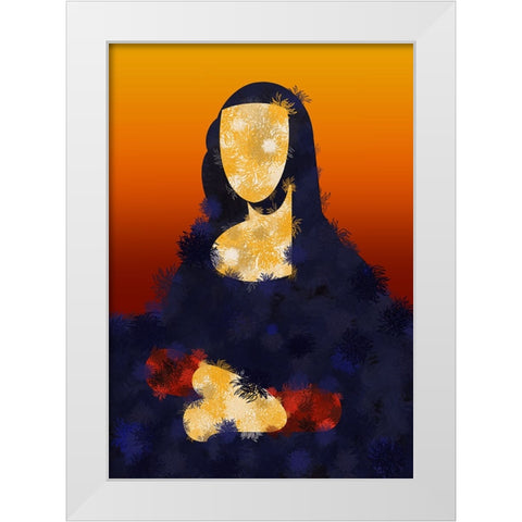 Furry Mona White Modern Wood Framed Art Print by Harstedt, Tomas