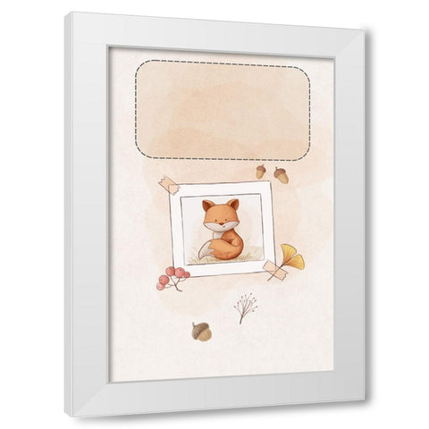 Kawaii Fox White Modern Wood Framed Art Print by Thai, Xuan