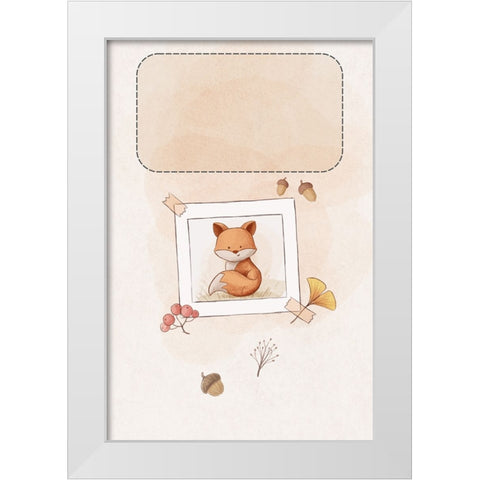 Kawaii Fox White Modern Wood Framed Art Print by Thai, Xuan